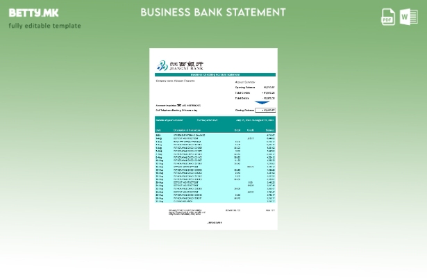 модерен стил на Џиангкси банка за проверување на деловните сметки Шаблон Word и 